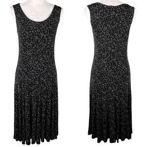 Chico's Travelers Dress Midi Size 1 Sleeveless Black White Polka Dots 8